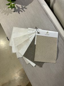 Swatches of sustainable fabrics.