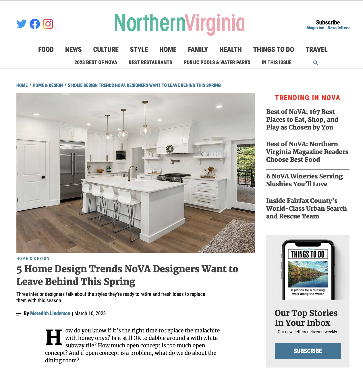 Northern Virginia Magazine - 5 Home Design Trends to Leave Behind